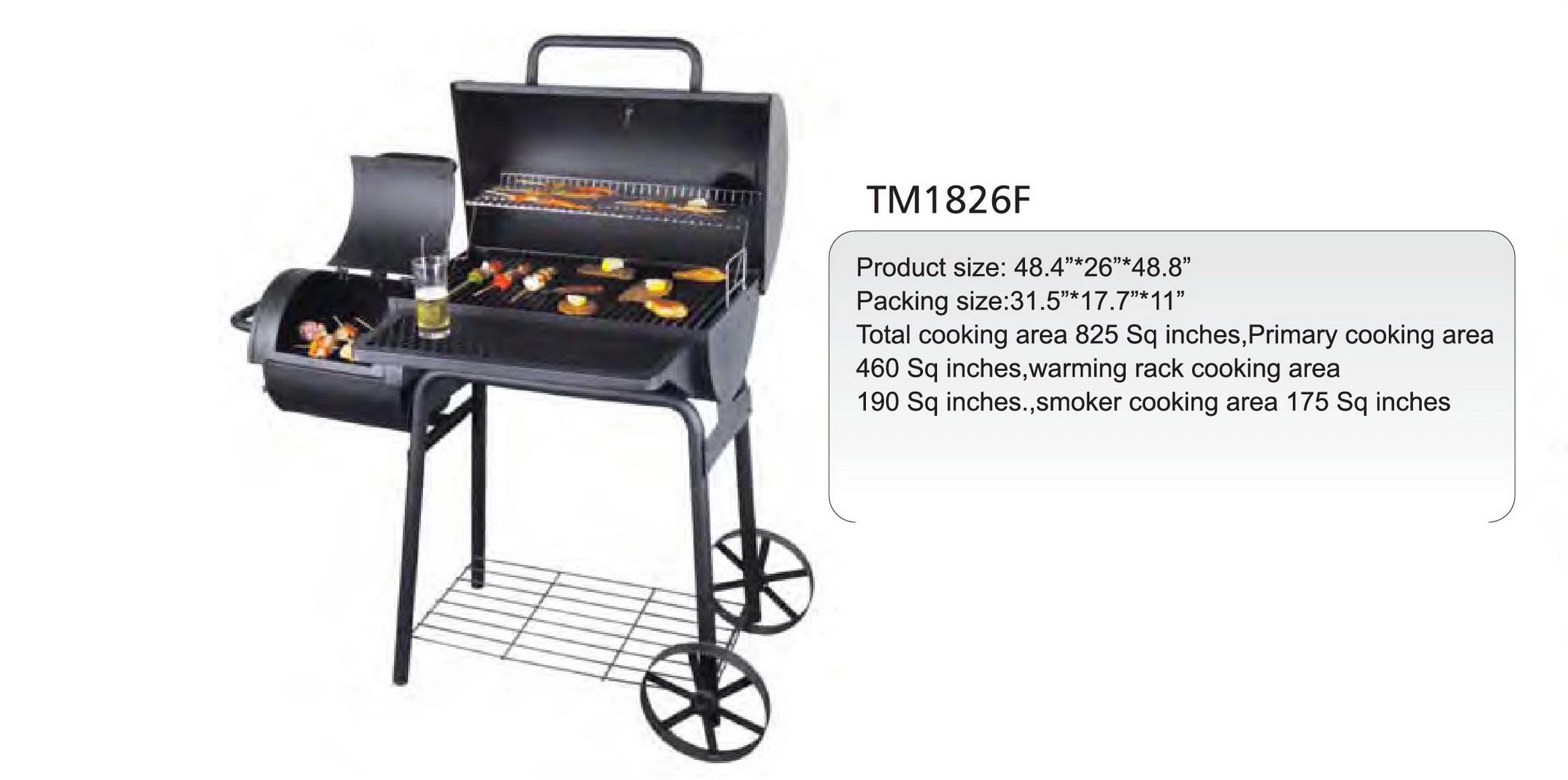 BBQ Charcoal Grill with Wheels (TM-1826F)