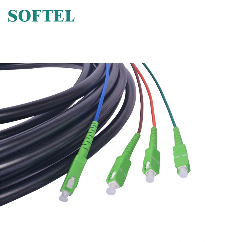 Waterproof Black Pigtail 2/4 Cores Armored Fiber Optic Pigtail Cable with Plug and Socket