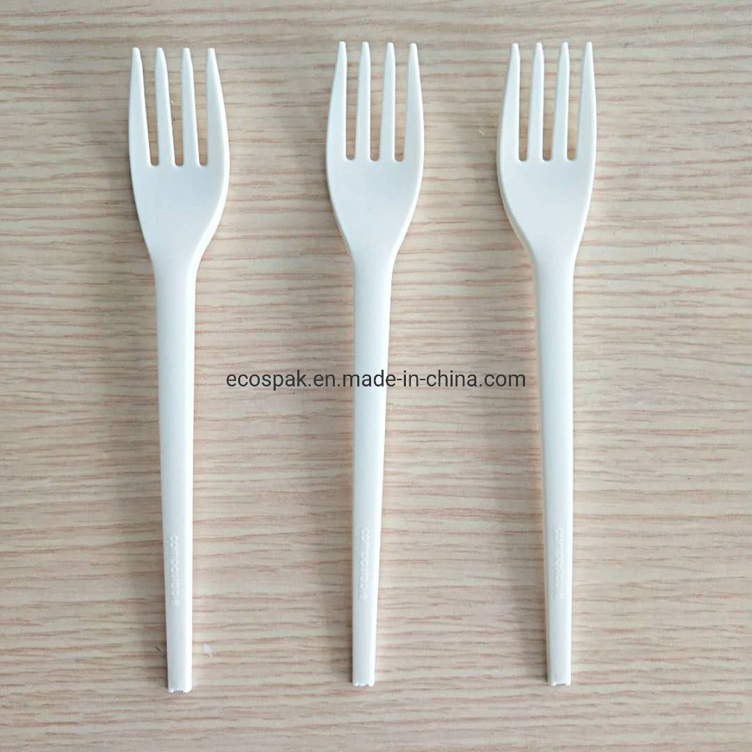 100% Biodegradable PLA Cutlery Sets Eco-Friendly Tableware Dinnerware 6.5" Plastic Fork