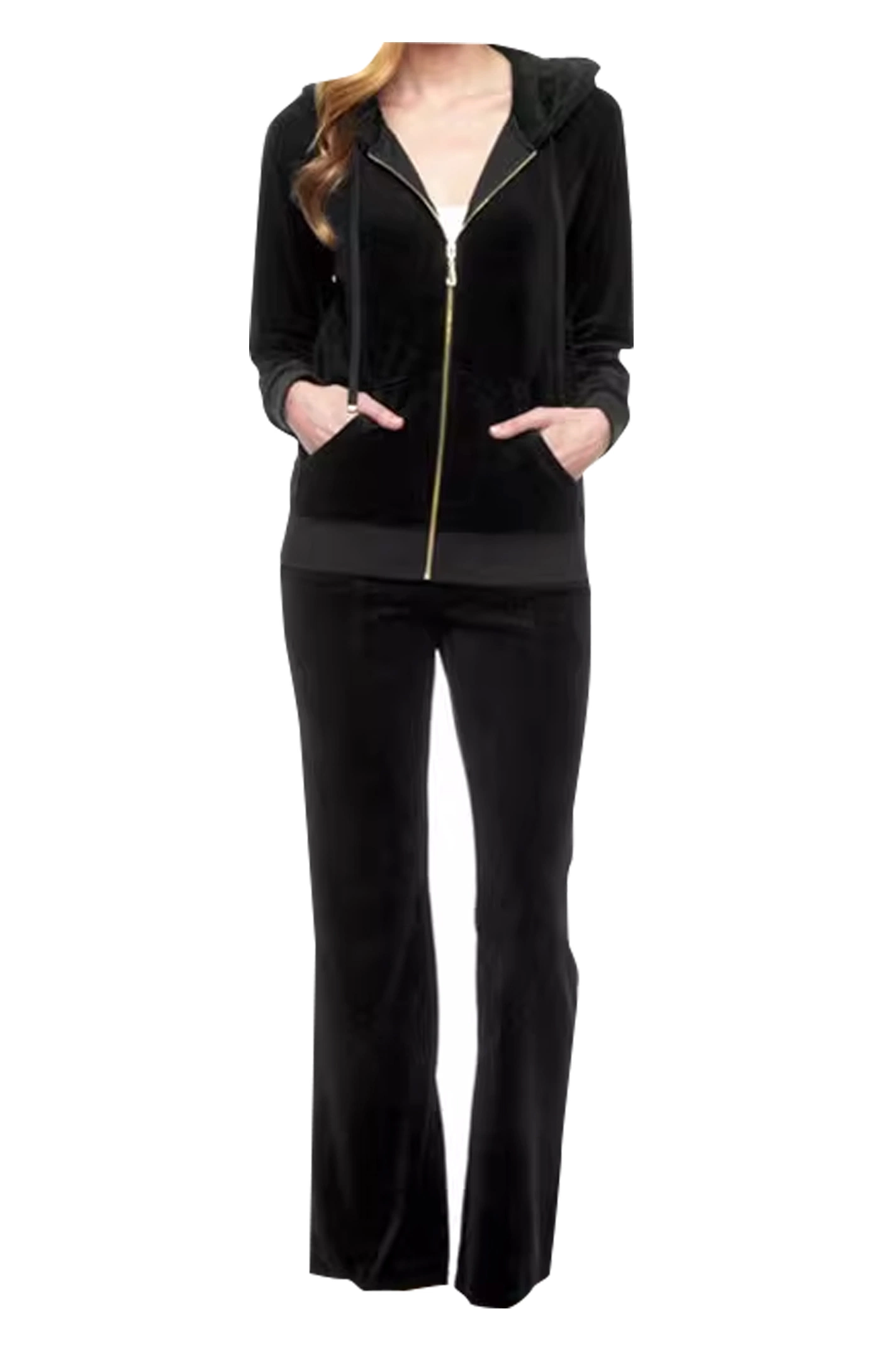 RPET Women's Casual Velour Tracksuit Set Full Zip Hoodie Long Lounge Wear