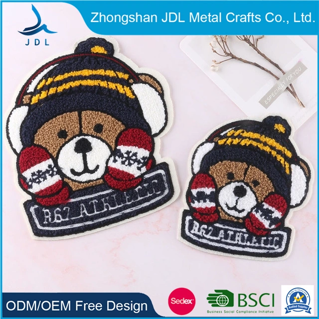 Custom Embroidered Keychain Woven Iron on Patches for Clothing Santa Baby Self Adhesive Emoji Chenille Patch