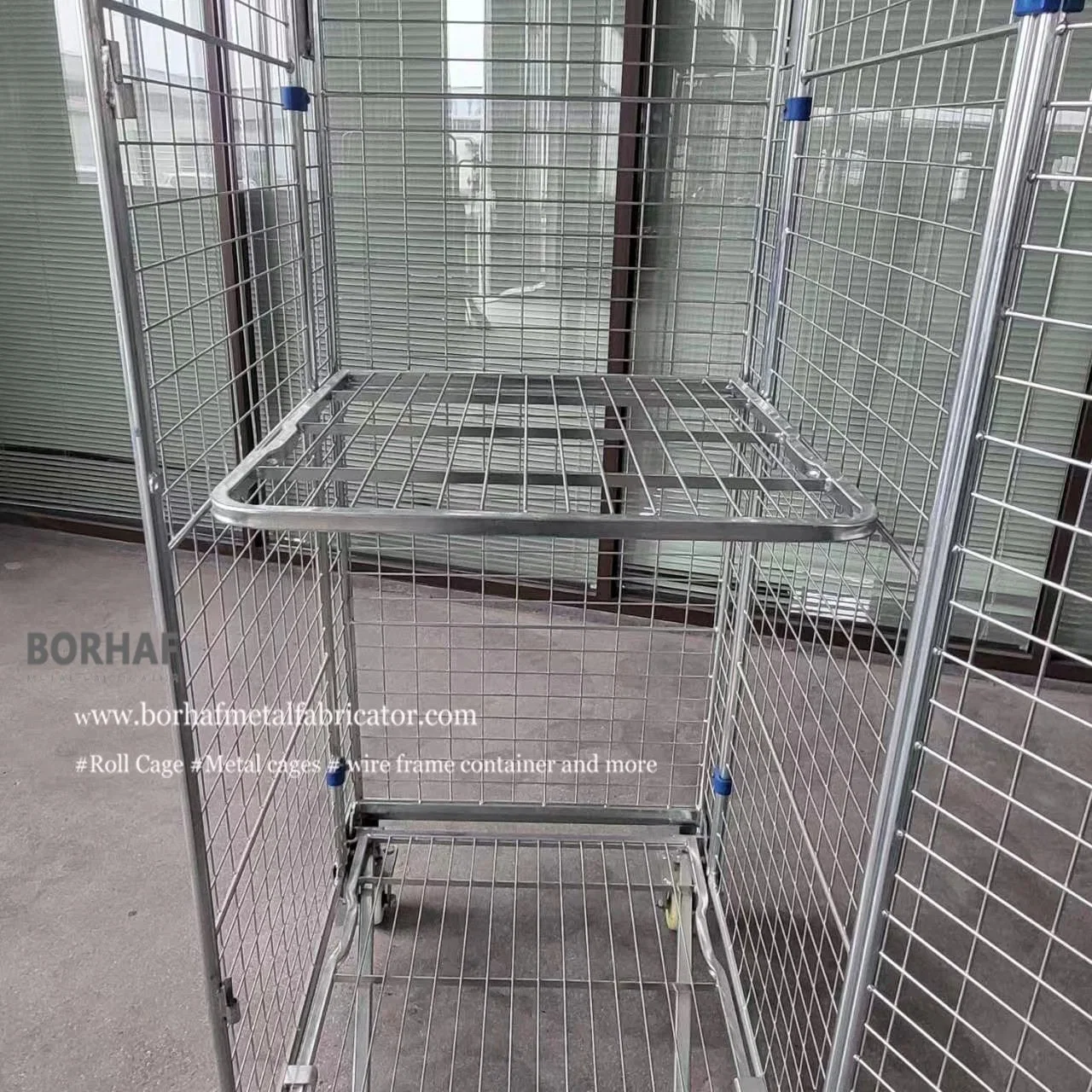 Supermarket Display Stands Folding Wire Cage Laundry Cage Logistic Roll Containers Roller Cart