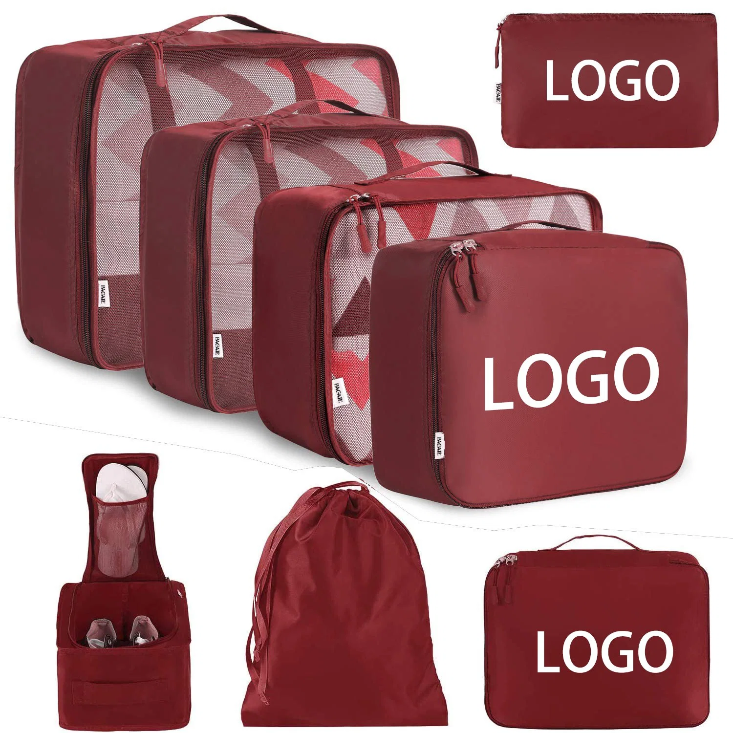Custom Unique Large Capacity Waterproof Set Packing Cube Carry on Packing Pouch Luggage Travel Bag Storage Bags