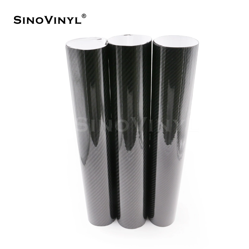 SINOVINYL Carbon Fiber 5D Car Sticker Air Bubble Free Black Color Wholesale/Supplier Self Adhesive Film