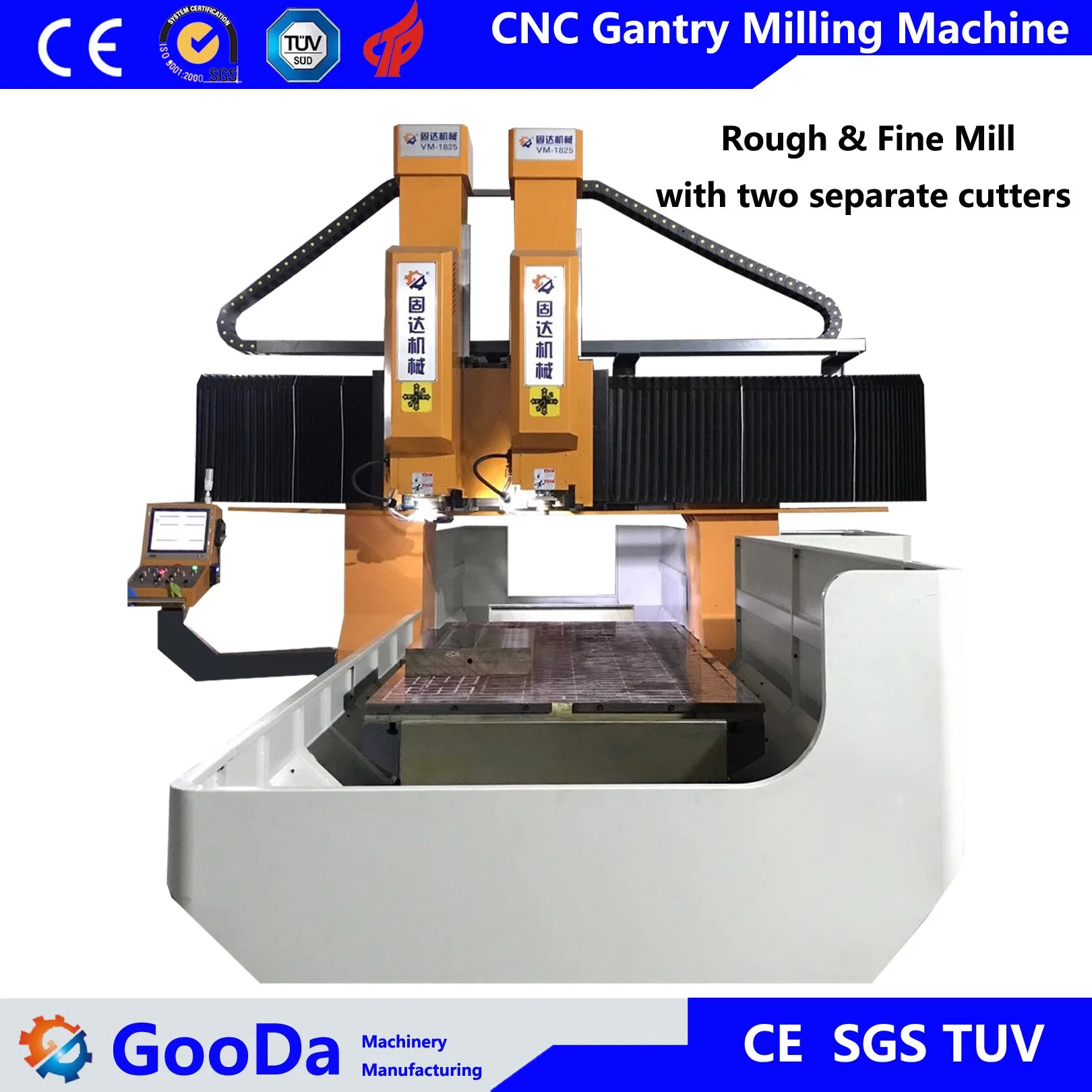 La máquina-herramienta CNC Gooda fresadoras de pórtico con dos accidentadas y multa de perforación de corte Tipo planar de molienda de maquinaria