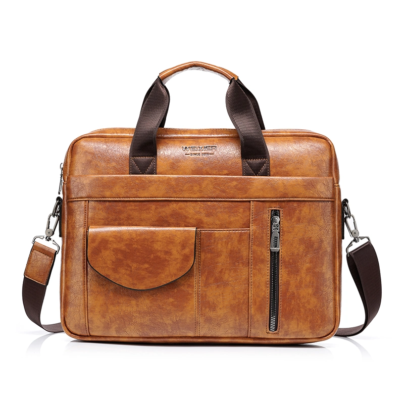 Men Fashion PU Leather Office Bag Custom Logo Business Tote Travel Briefcase Laptop Bag