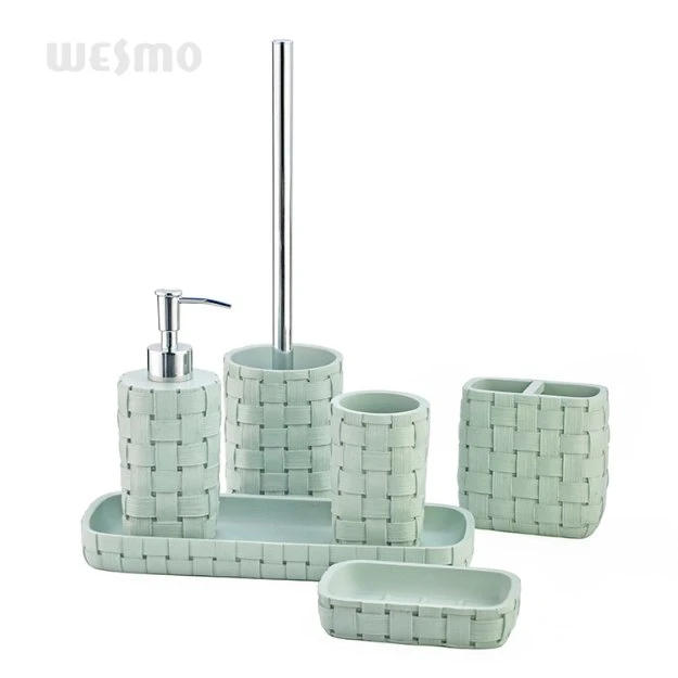 Polyresin Bathroom Accessories with Dispenser, Toothbrush Holder, Tumbler, Soap Dish and Tray