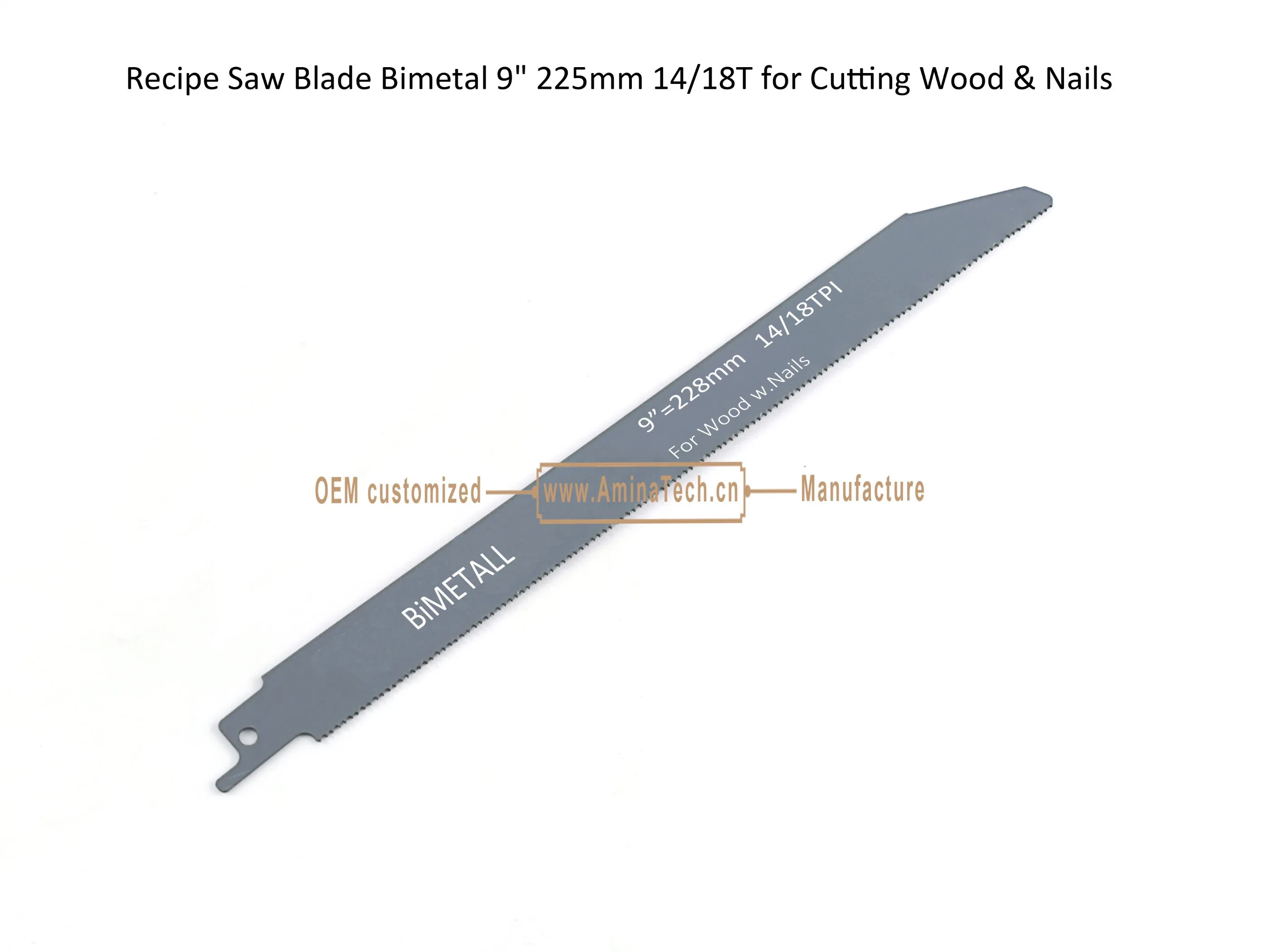 Recip Saw Blade Bimetal M42 8% cobalt Demolition for Cutting Steel Tube, Metal Sheet and Hard Wood Size:9"225mm14/18T