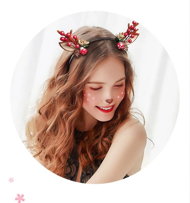 Christmas Hair Band Antler Headdress Hair Clip Female Moose Hair Ball Hair Card Burst Jewelry Adult Dream Children's Hair Accessories