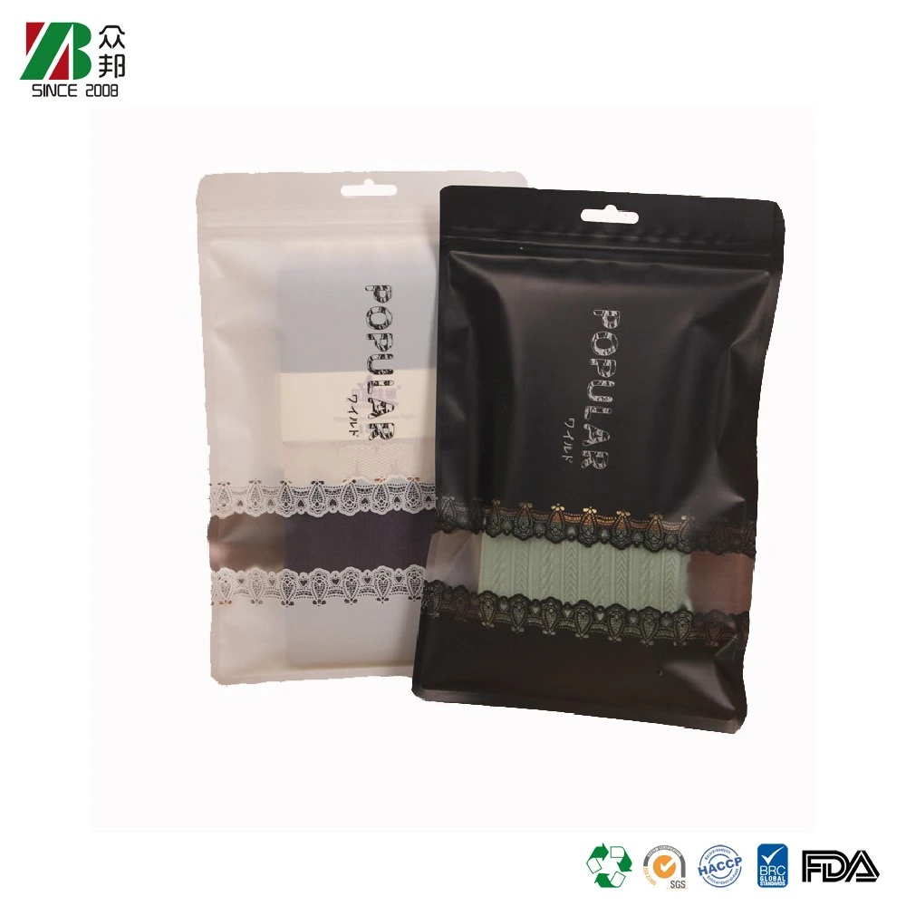 Mylar Plastic Thickened Bottom Socks Bio One Side Clear Window Packaging Bag Resistance To Extrusion