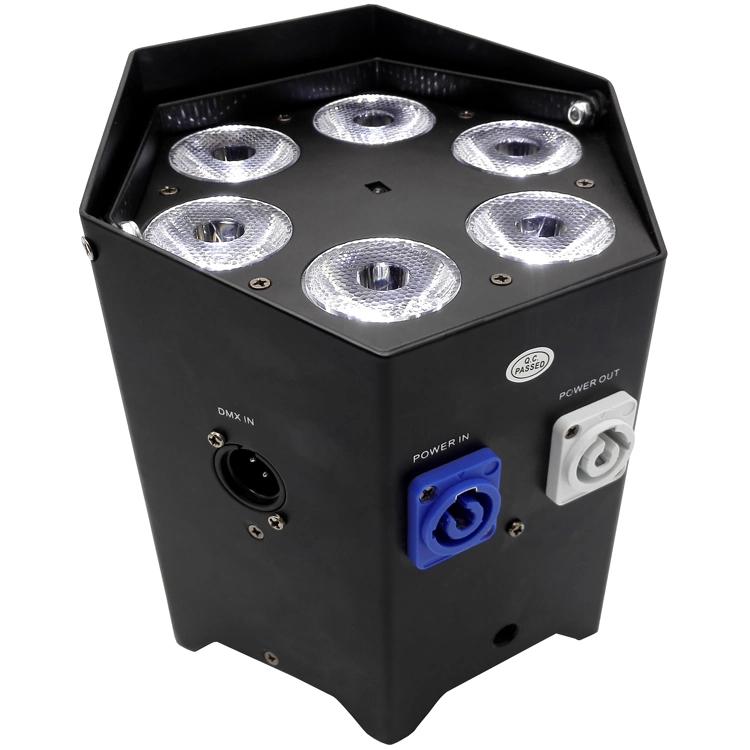 Com o controle de aplicativos de telefonia móvel DMX 6X18W 6NO1 RGBWA+UV LED da bateria PAR Luz para DJ Stage KTV discotecas