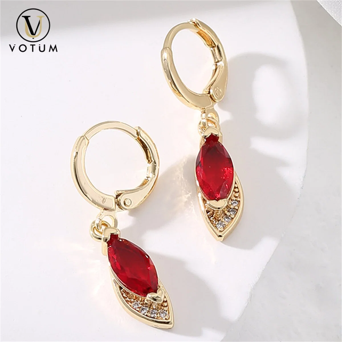 Votum Factory Customize S925 Sterling Silver Natural Crystal Dangle Earring with Diamonds Gold Plated Jewelry