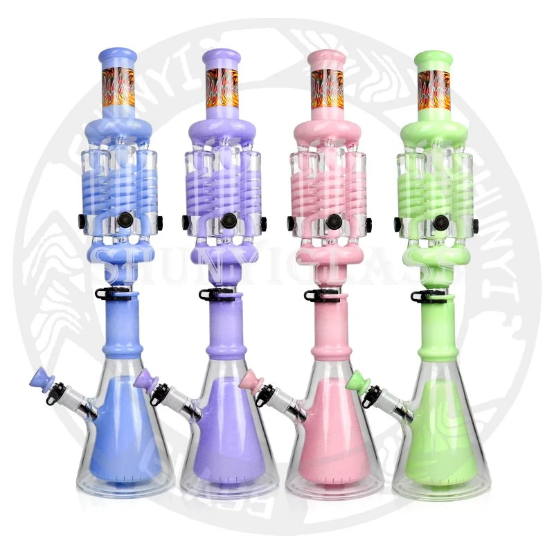 21&prime; &prime; Inches Glacerin Glass Water Pipe with 4 Freezable Chamners DAB Rig Recycler Heady Beaker Lookah Hookah Tobacco Factory High quality/High cost performance 