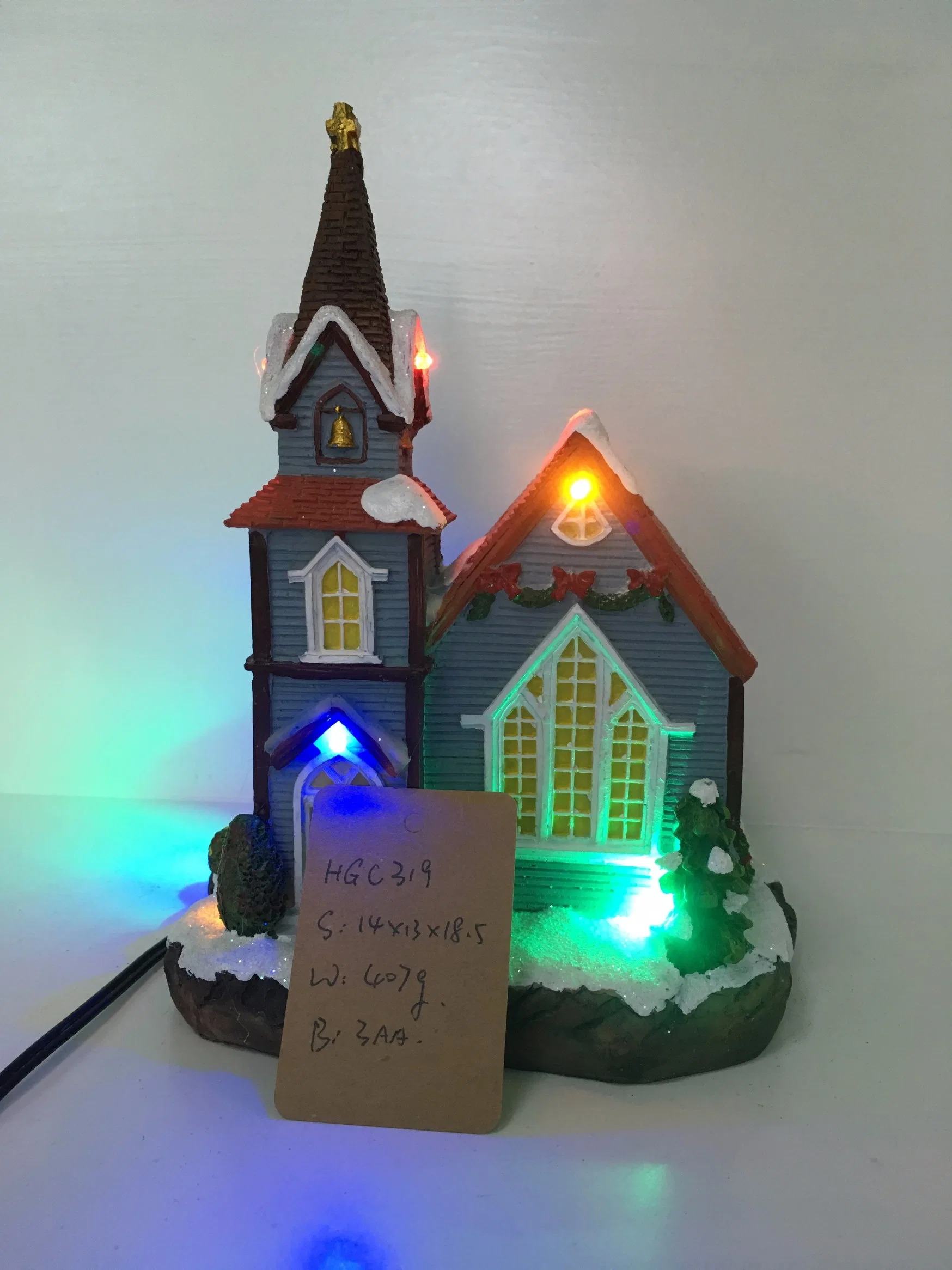 Resin Christmas House with LED and Musical Functions