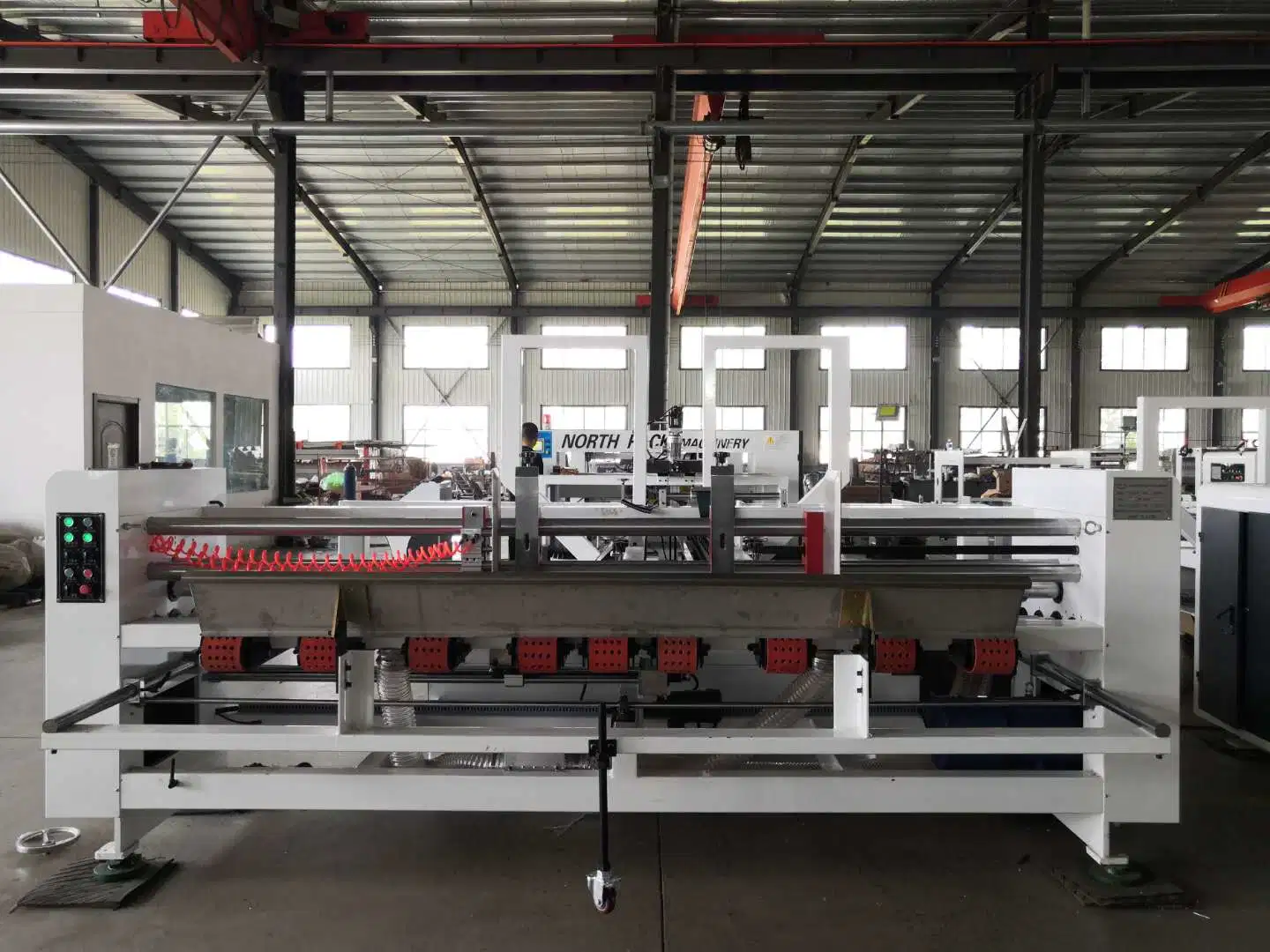 Corrugation cardboard automatic folding gluer stitcher bundler box packing machine