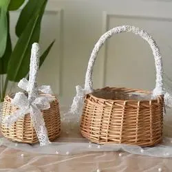 Willow Hand Woven Flower Shop Rattan Carry Easter Egg Gift Basket