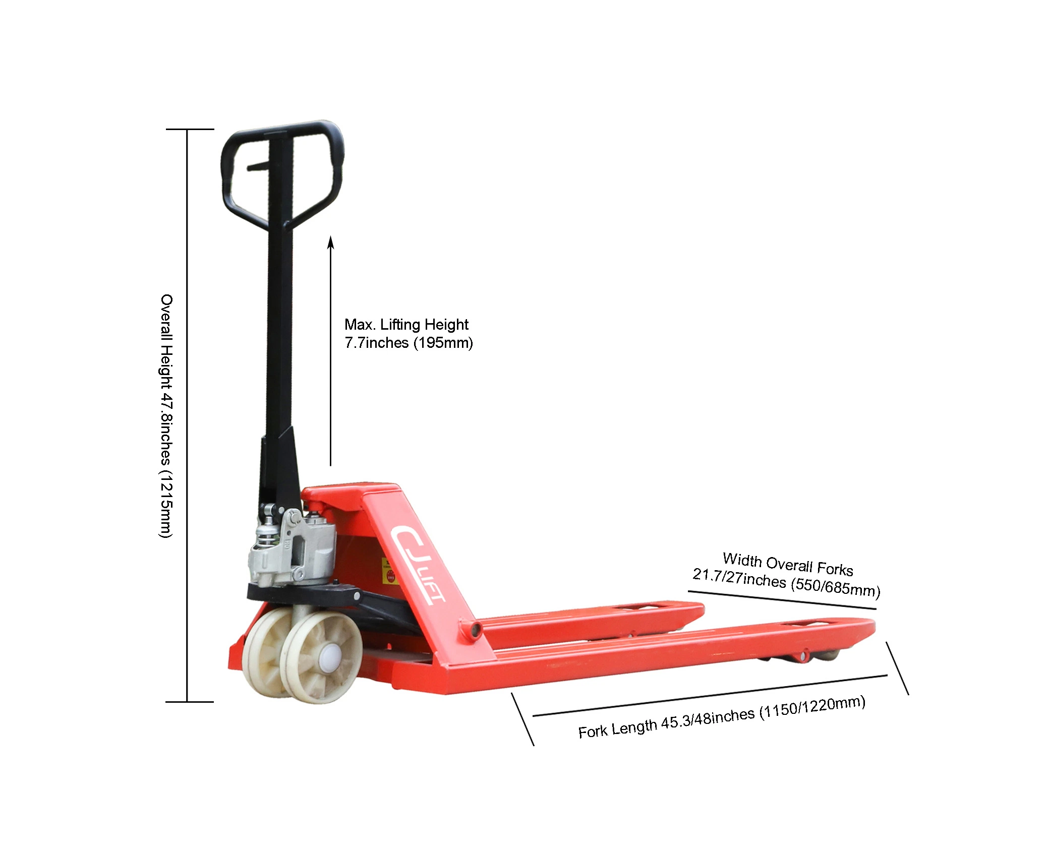 Heavy Duty Lifter Machine 3 Tons Hydraulic Hand Pallet Truck Nylon Wheel