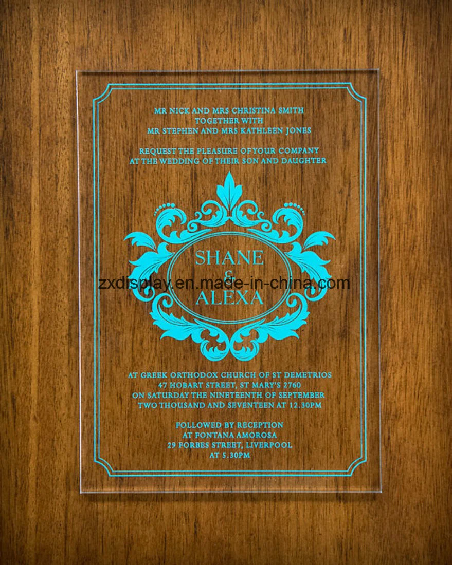 Custom Laser Cut Clear Acrylic Wedding Invitations Cards