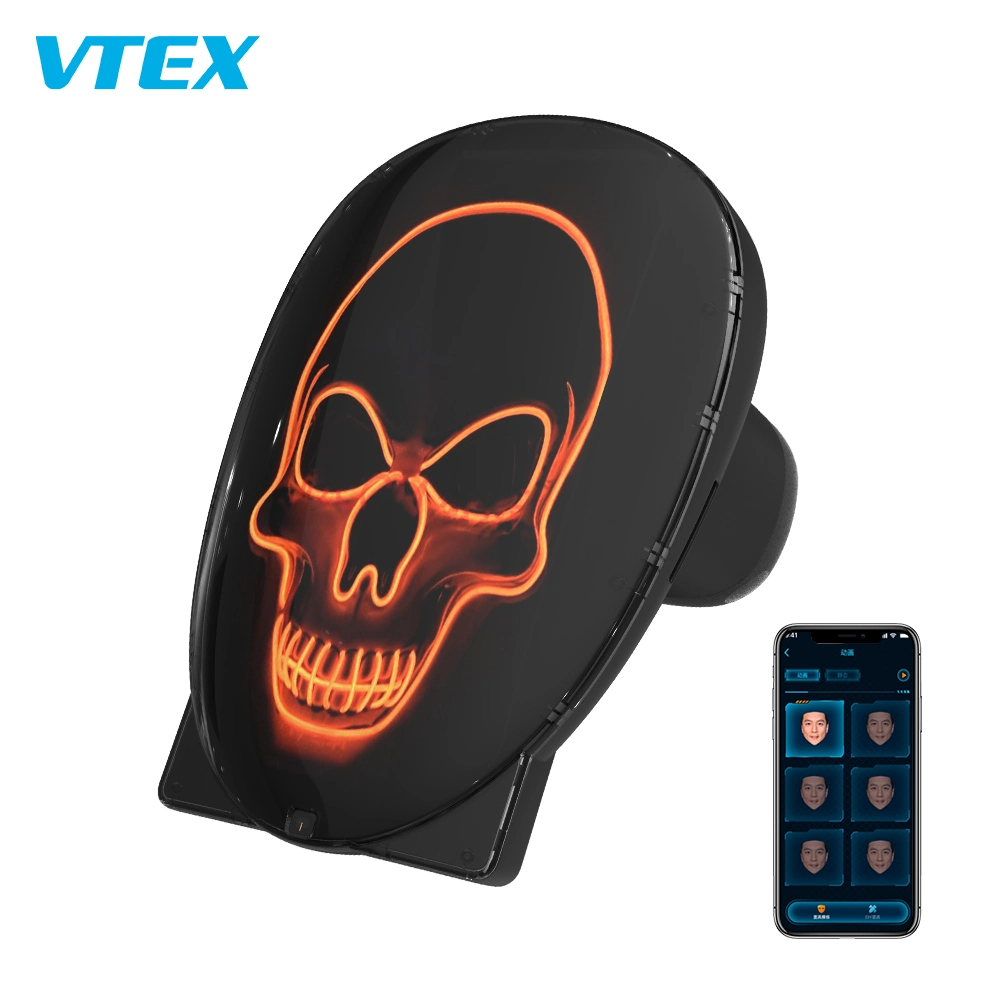 Vtex Digital de 8 pulgadas de alta resolución de Control de la aplicación inteligente de LED de bricolaje de cara completa la máscara de fiesta de Halloween máscaras