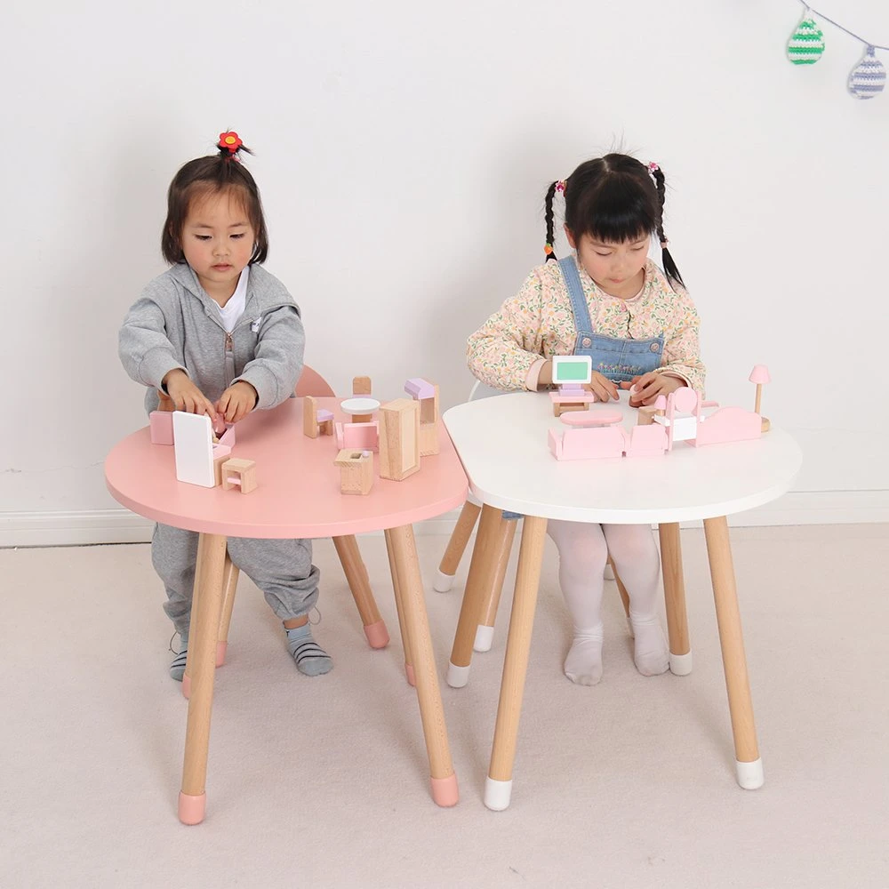 Kids Table et chaise en bois Meubles de forme de champignon de dessins animés de la maternelle Les enfants Meubles de chambre à coucher