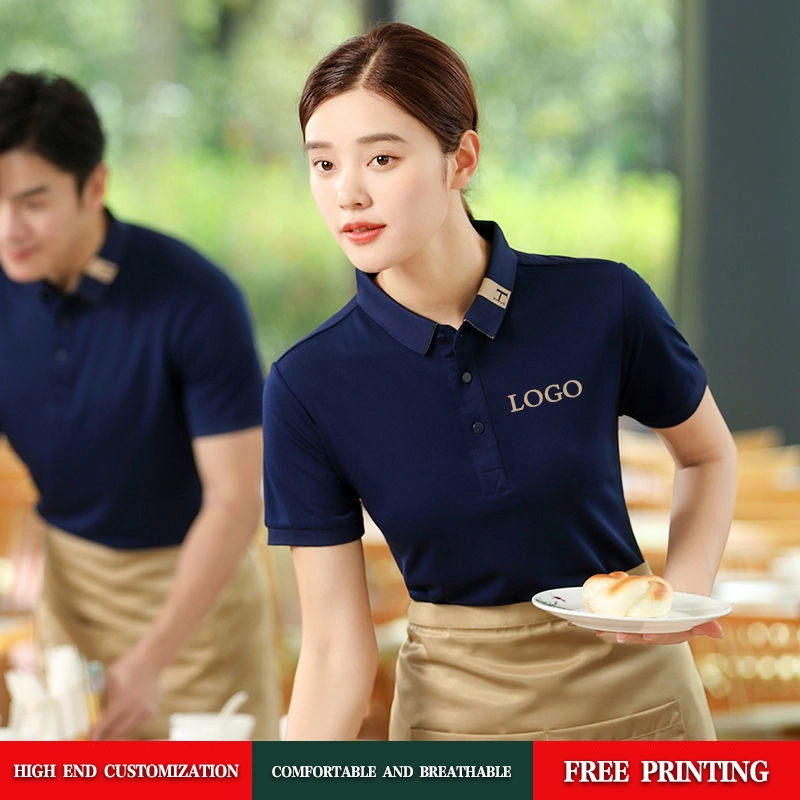 Corporate Apparel Customized Work Wear Men 100% Cotton Short Sleeve Blue Embroidered Custom Golf Performance Polo Shirt