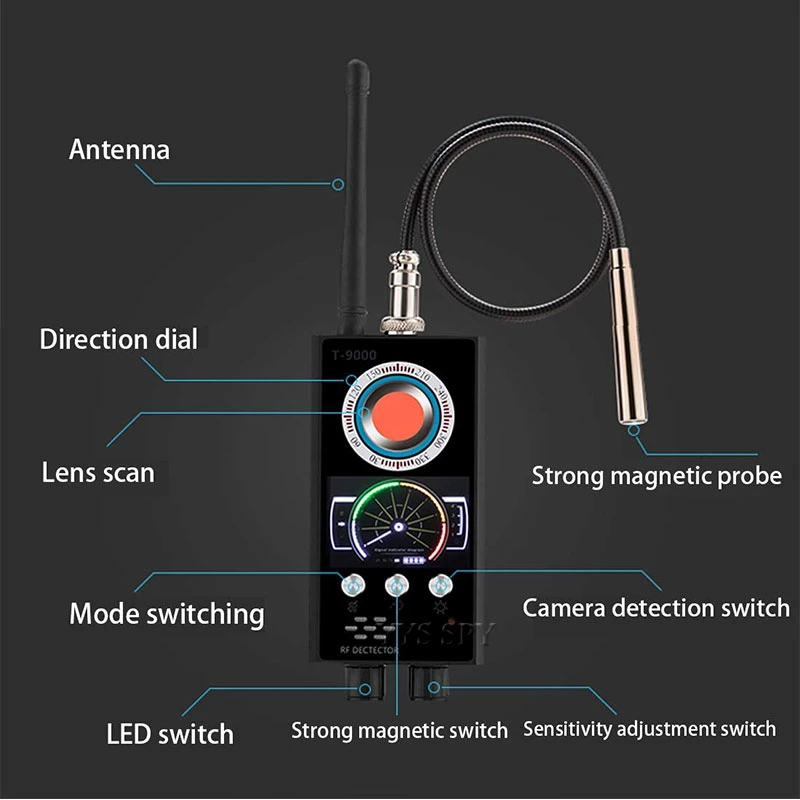 T9000 RF Lens Detector Camera Finder Surveillance Hidden Spy Camera Detector