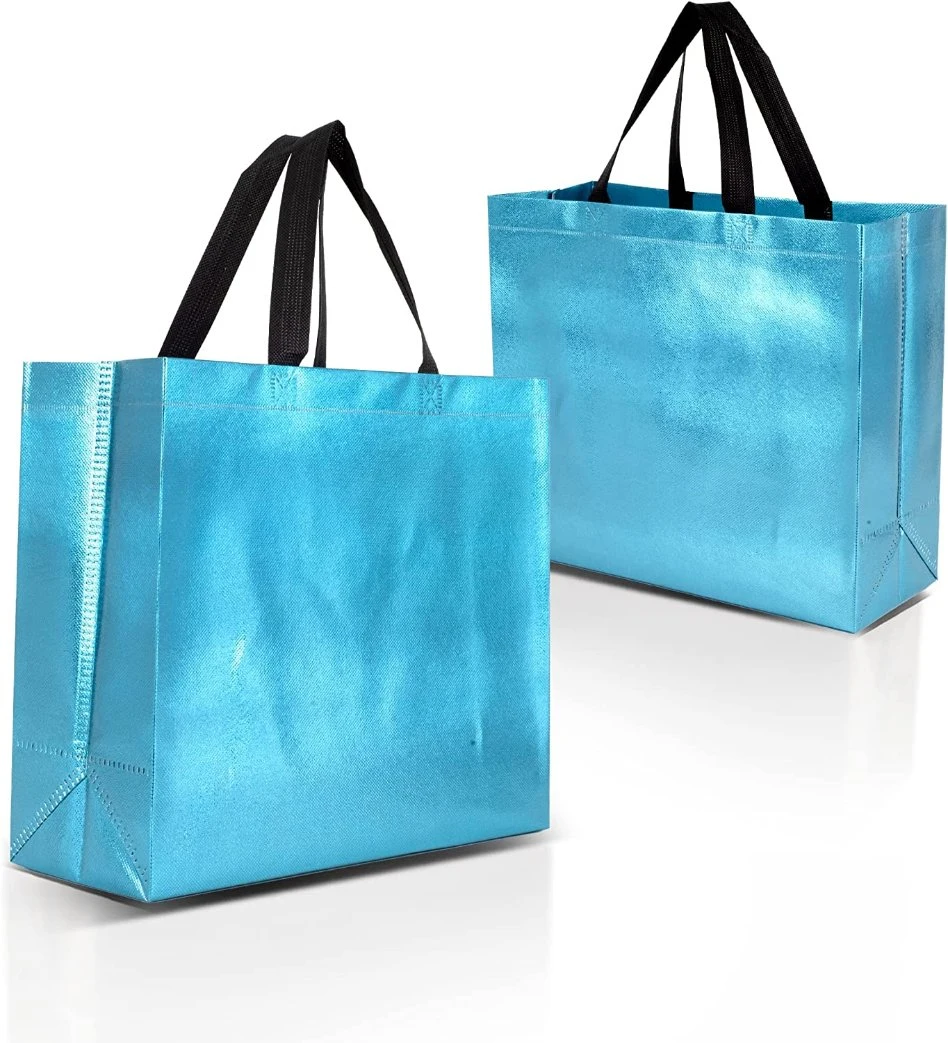 Spot Shiny Christmas Multi-Color Laser Eco Reusable Bright Film Lamination Non-Woven Shopping Tote Gift Bag