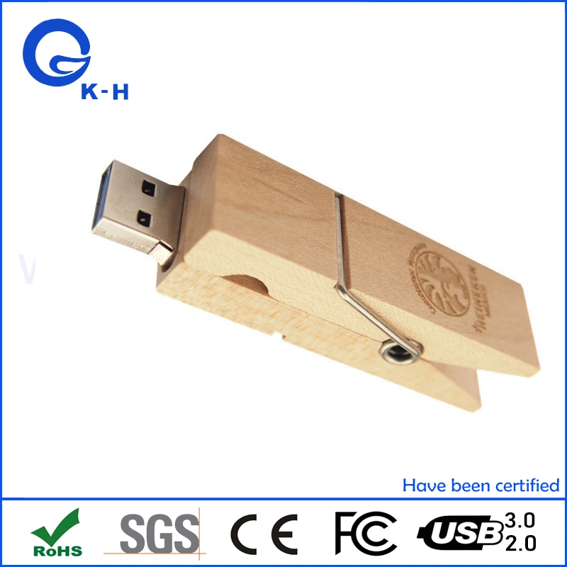 Wooden USB 3.0 Flash Driver 8GB Clothes Clip USB Disk 2GB 4GB