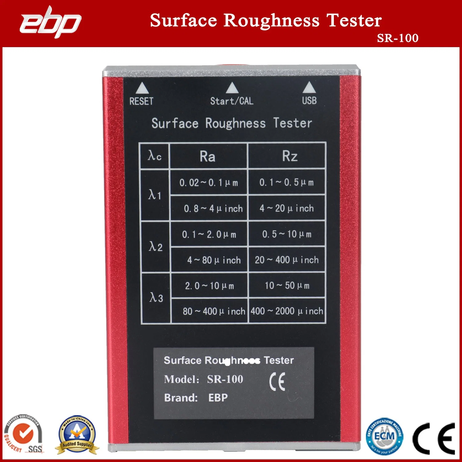 Ordinateur de poche numérique la rugosité de surface Instrument de mesure Testeur de SR-100