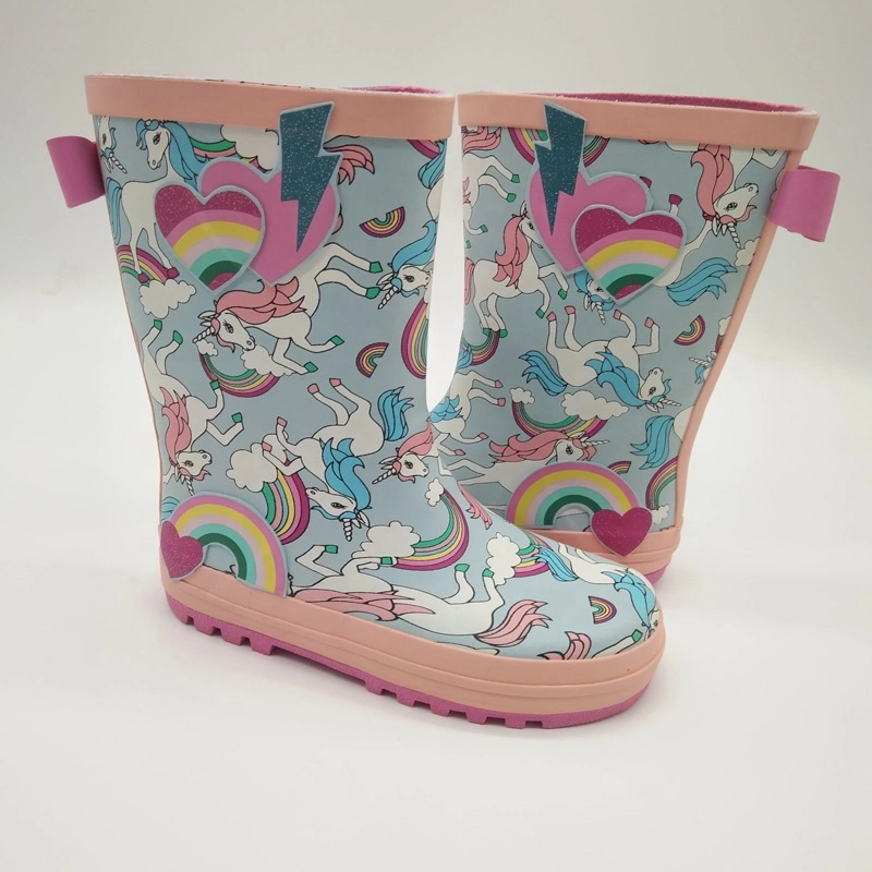 Unicorns Imprint Girls Pink Customized Design Your Own Gumboots Safety Cute Rainboots