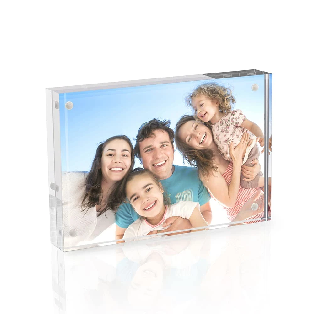 Gifts Acrylic Photo Frames Horizontal Magnet Double Sided Acrylic Frames Set 12mm Thickness Clear Picture Frame Desktop Acrylic Display