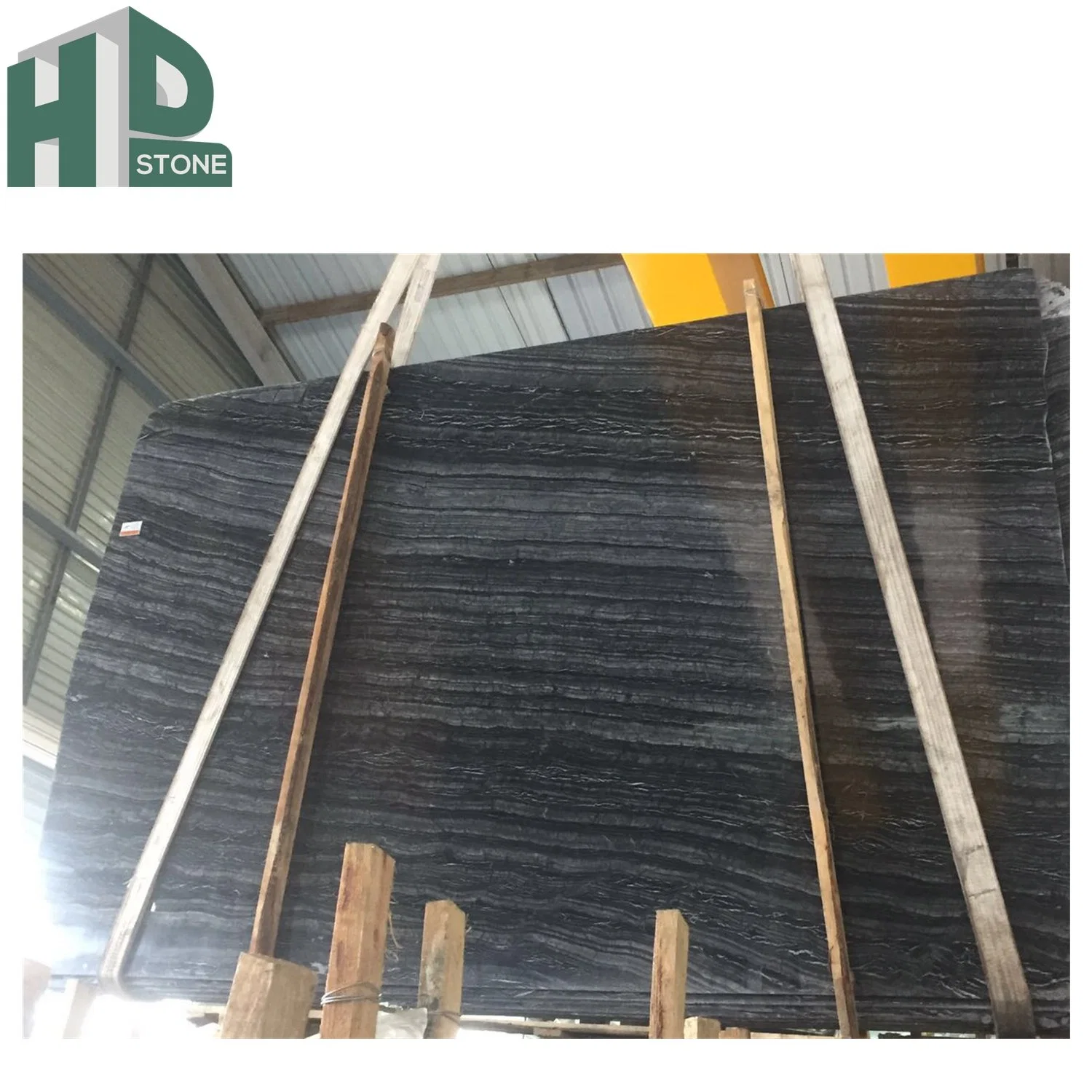 Chinese Ancient Wooden Grain Zebra Black Polished Marble Slabs Bookmatch