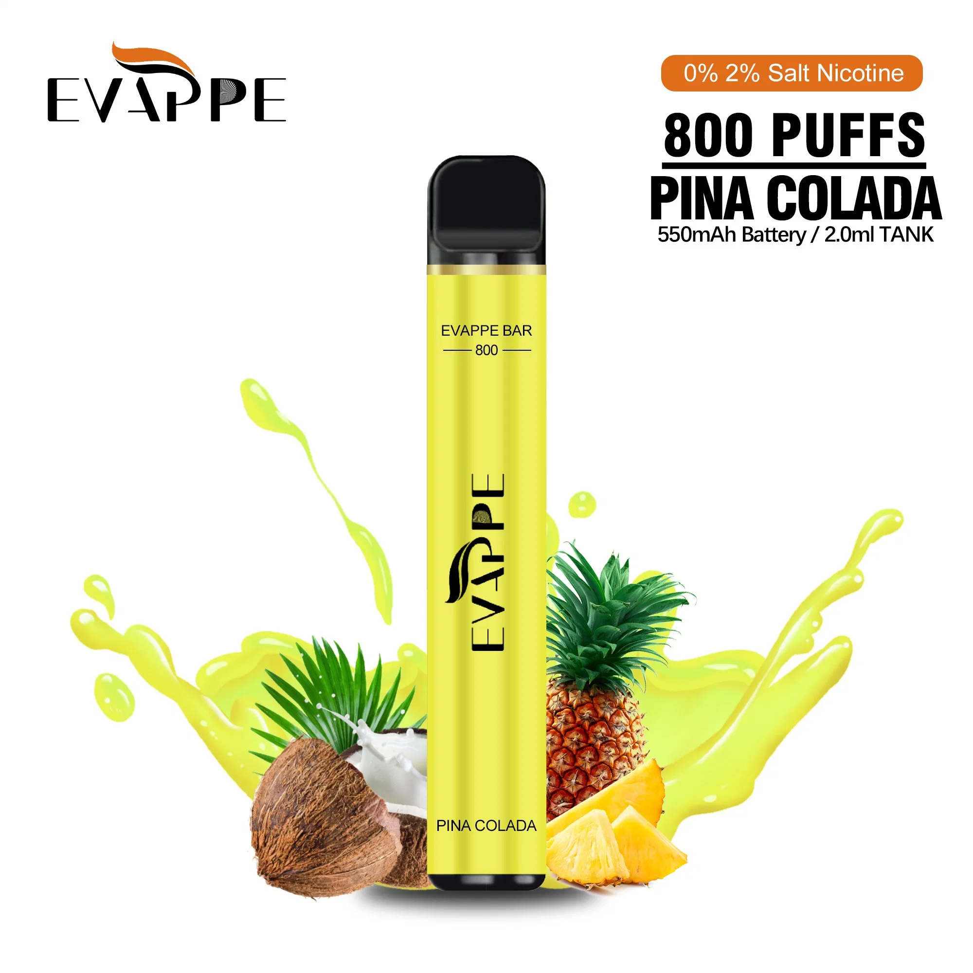 Cigarrillo Electrónico Desechable Mayorista/Proveedor Evappe Bar serie 800 inhalaciones Vape con 15 sabores 550mAh de capacidad 3.2ml