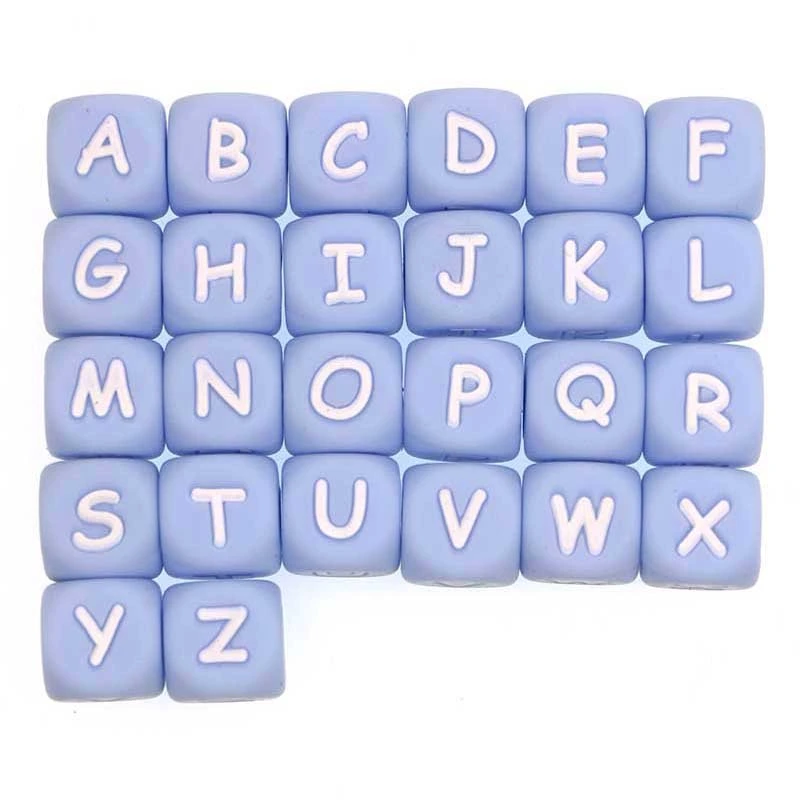 12mm English Letter Silicone Bead Alphabet DIY Personalized Name Necklace Pacifier Chain Baby Chewing Silicone Bead