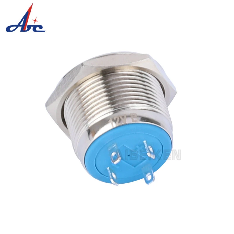 Low Voltage Push Button Switch 19mm Flat Head Momentary Ring LED Brass Nickel Metal Switch Button Cheap Waterproof