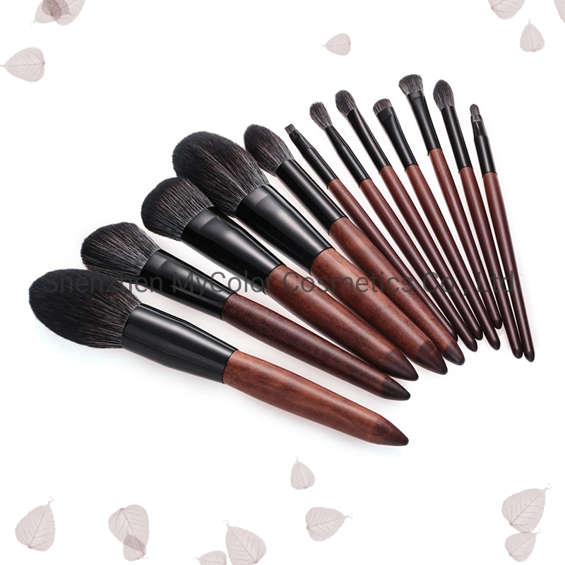 Verfassungs-Pinsel-Set-Puderblusher-Augenschminke-Pinsel des Berufshölzernen Griff-12PCS kosmetischer