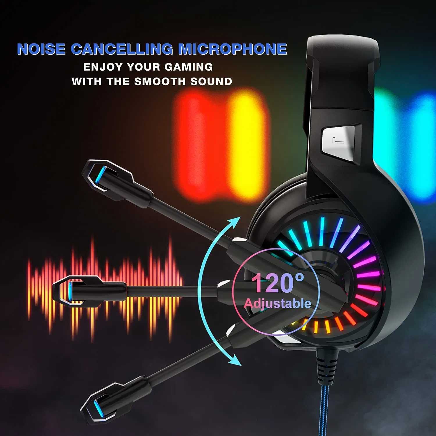 50mm Driver RGB Light PRO Home Audio 3D Surround PC Game Headset Computer Headphone PS4 PS5 xBox Gaming Headphone with Mute and Mic