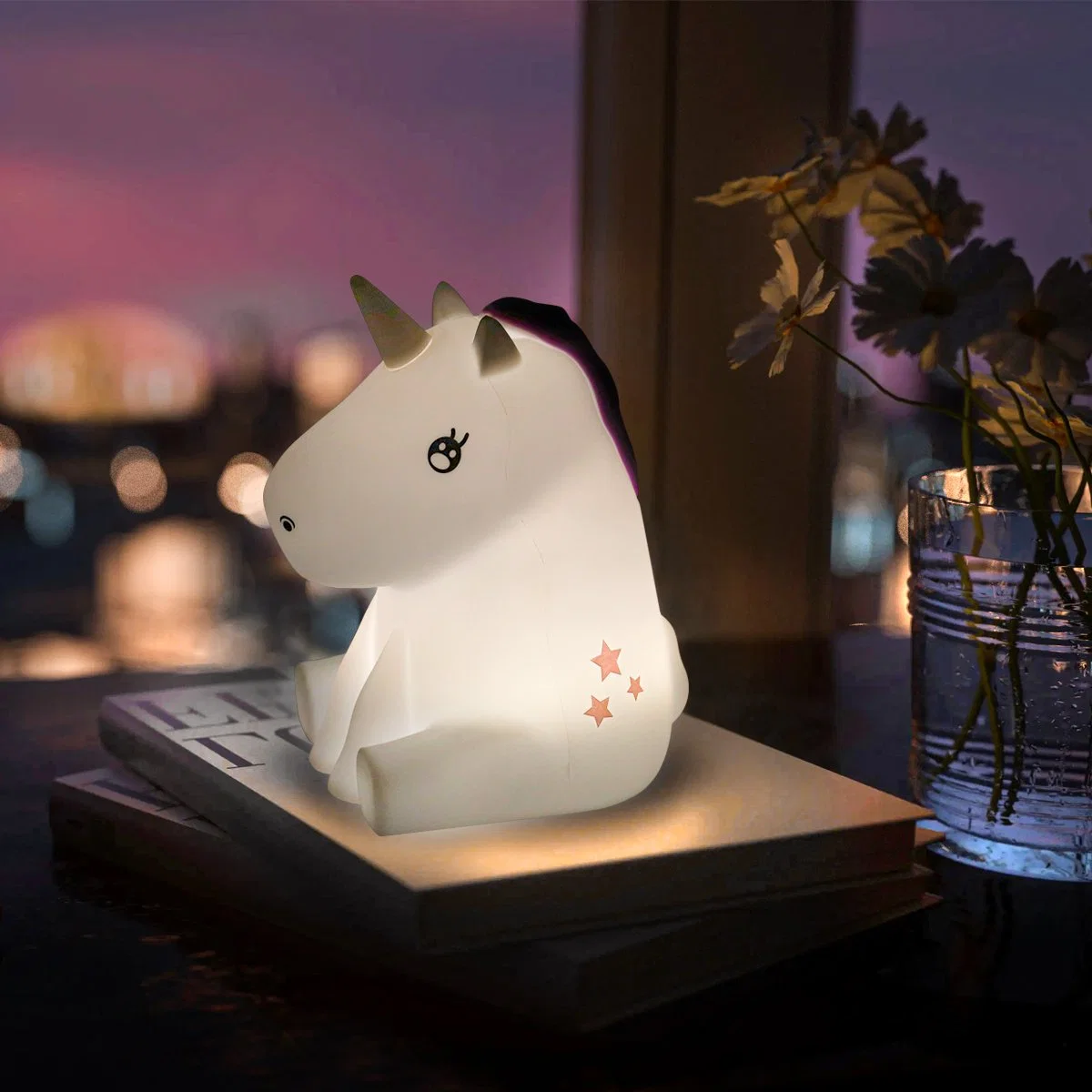 Hot Sales 20lm RGB Color LED silicona Night Light Unicornio Iluminación