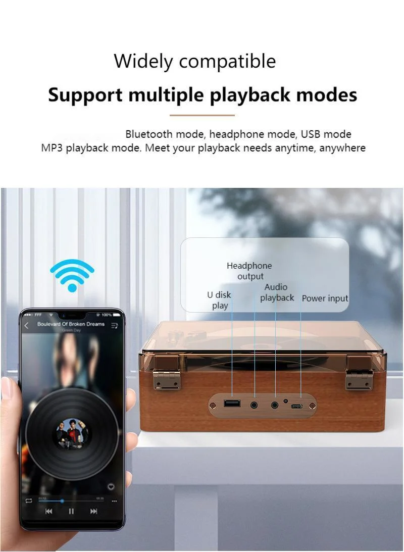 Tribute to Classic HiFi Sound Quality, Support Bluetooth, Retro Box All-in-One Pallet Type CD Phonograph