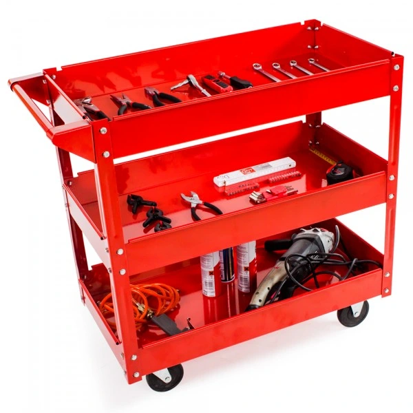 Heavy Duty 3-Shelf Utility Service Cart with Deep Shelves