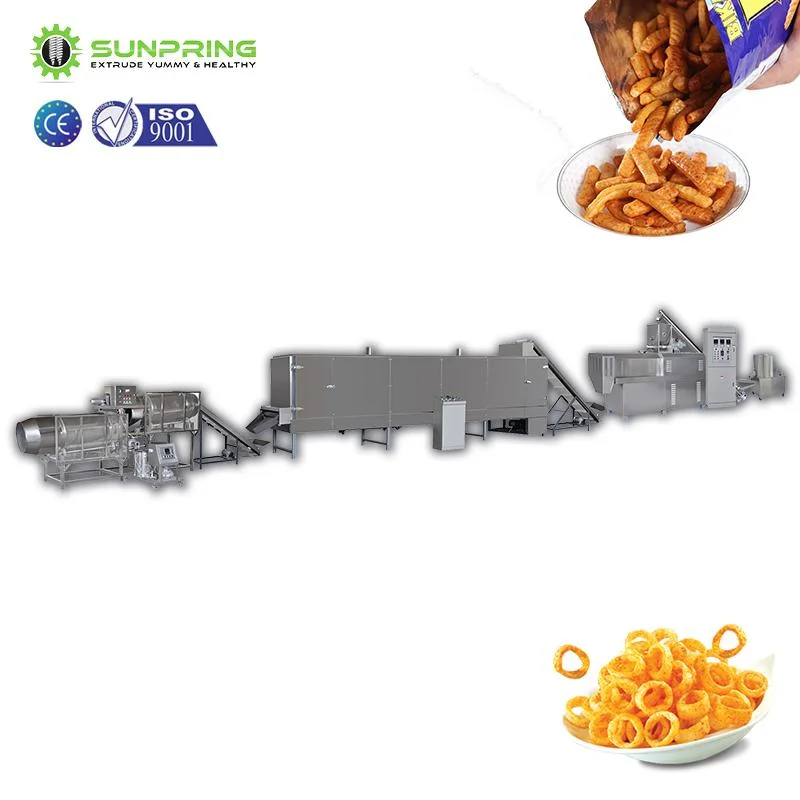 Greatly Admired Net Shape Extruded Snack Machine + Wheat Flour Screw Extruder for Puffed Snacks Food Snack-Extruder-Machine Production Line Punch Small Corn