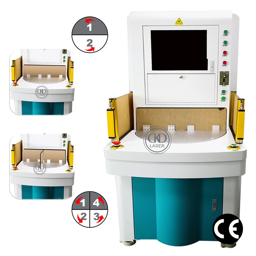 نظام تمييز الليزر الدوار التلقائي للبلاستيك المعدني لدفعة التشغيل التلقائي مارك engrave بسرعة