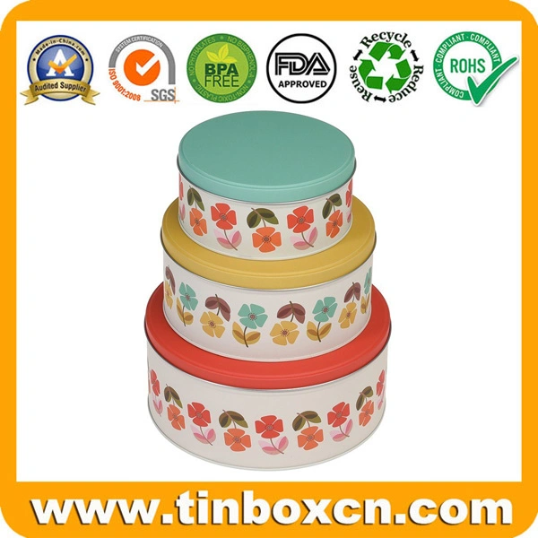 Round Christmas Tin Box Set for Metal Gift Box Packaging