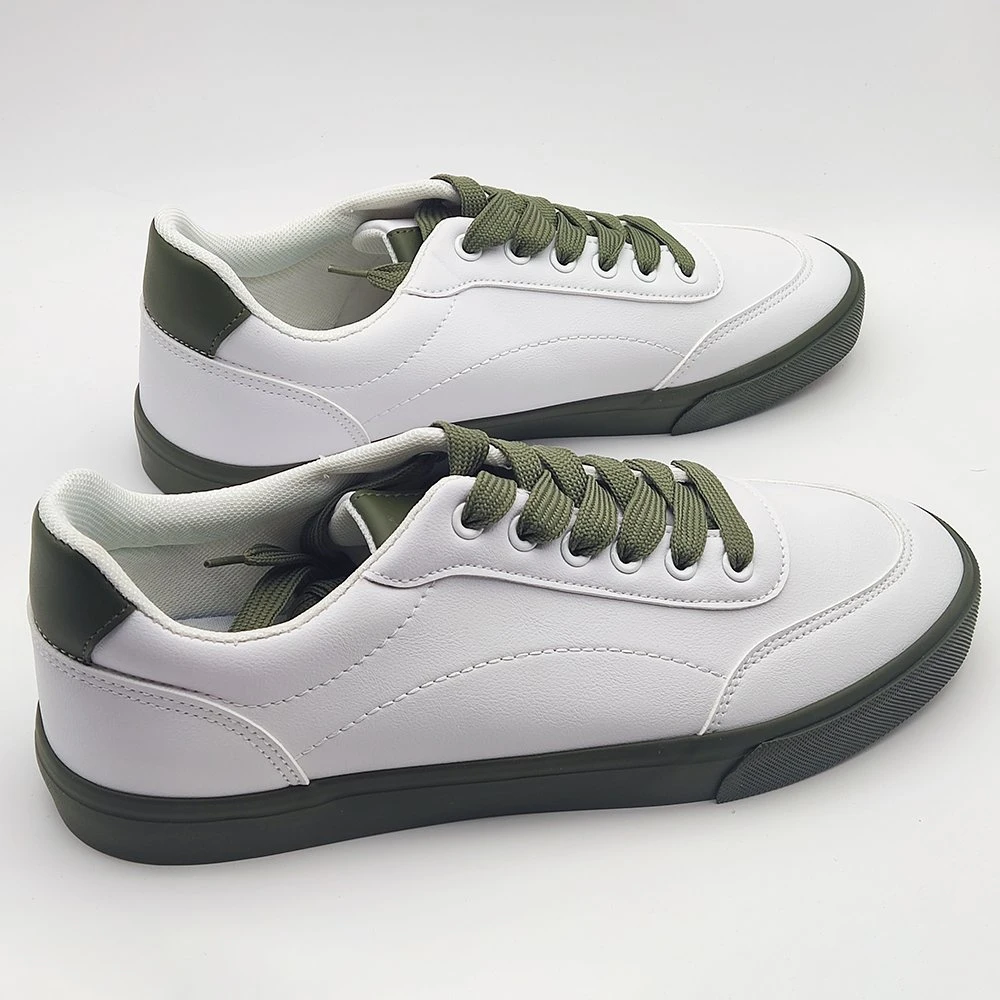 Wholesale/Supplier Plus Size PU Leather Lace-up Men Casual White Shoes