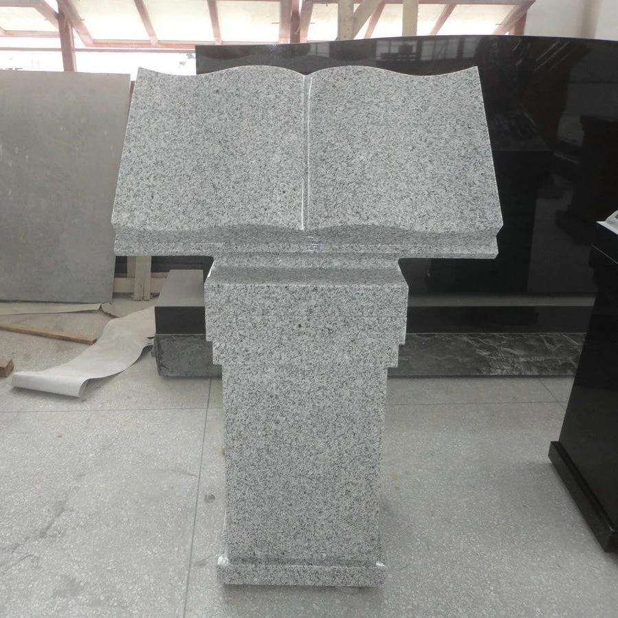 G633 Grey Granite Open Bible Cremation Pedestal Monument