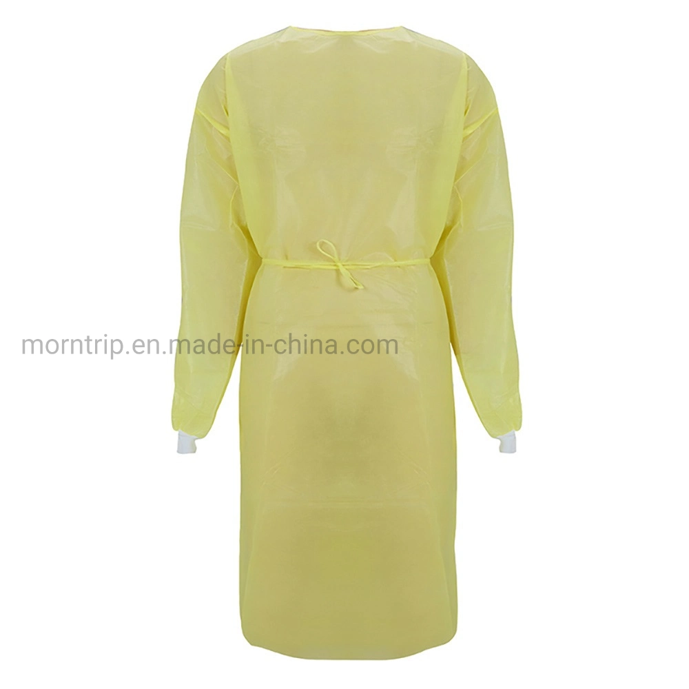 Yellow Non Woven Long Sleeves Visitor Exam Level 2 Impervious Protective Gowns Disposable Isolation Gown