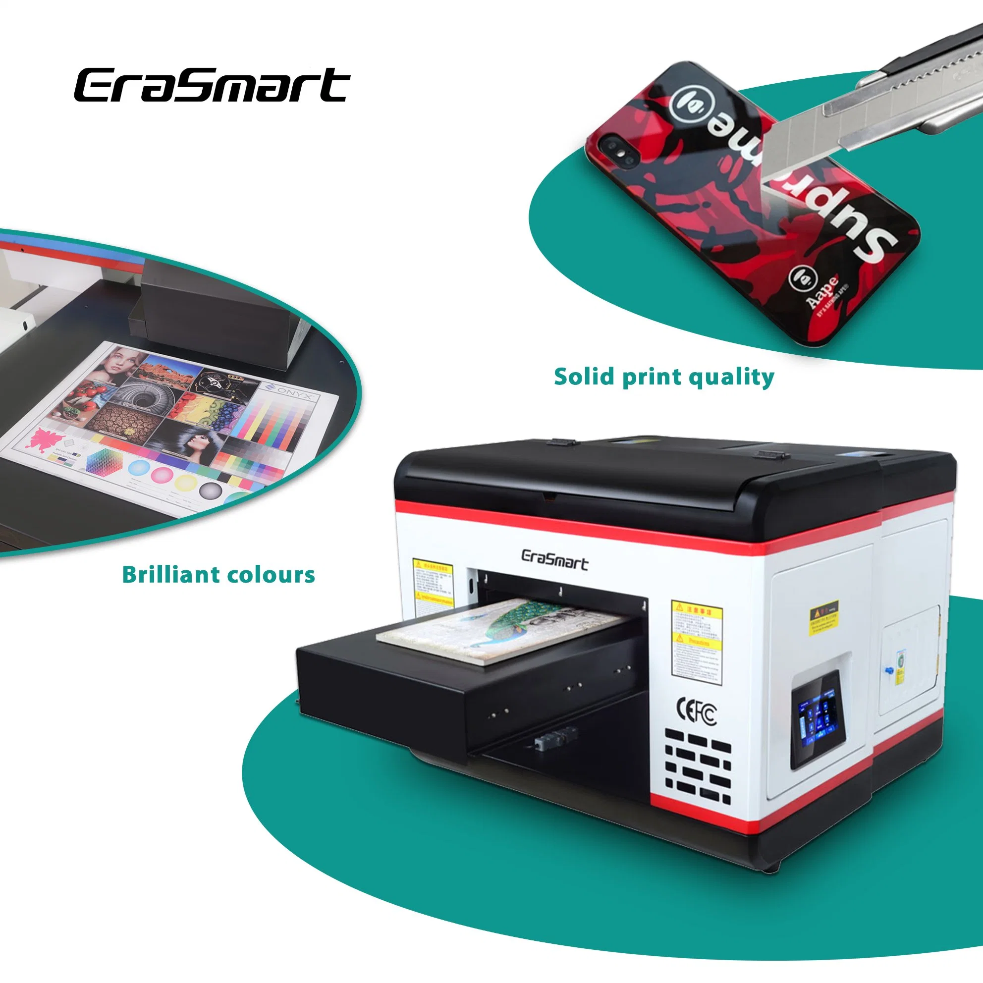 Impresora de inyección de tinta de gran formato Erasmart funda de teléfono máquina de impresión digital Impresora UV plana A3 impresora UV