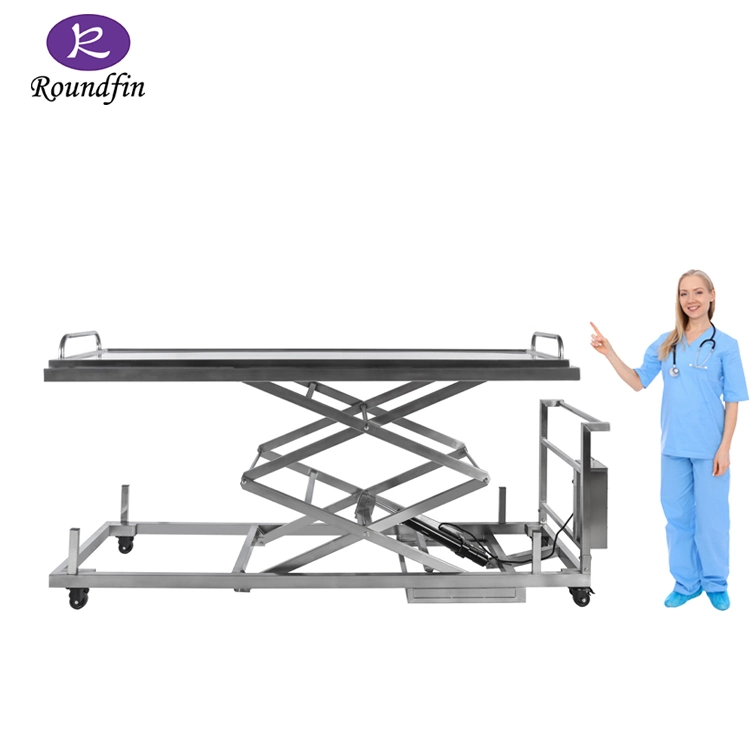 Lifting Trolley Funeral Trolley Roundfin Body Lifter Mortuary Lifting Cart for Hospital