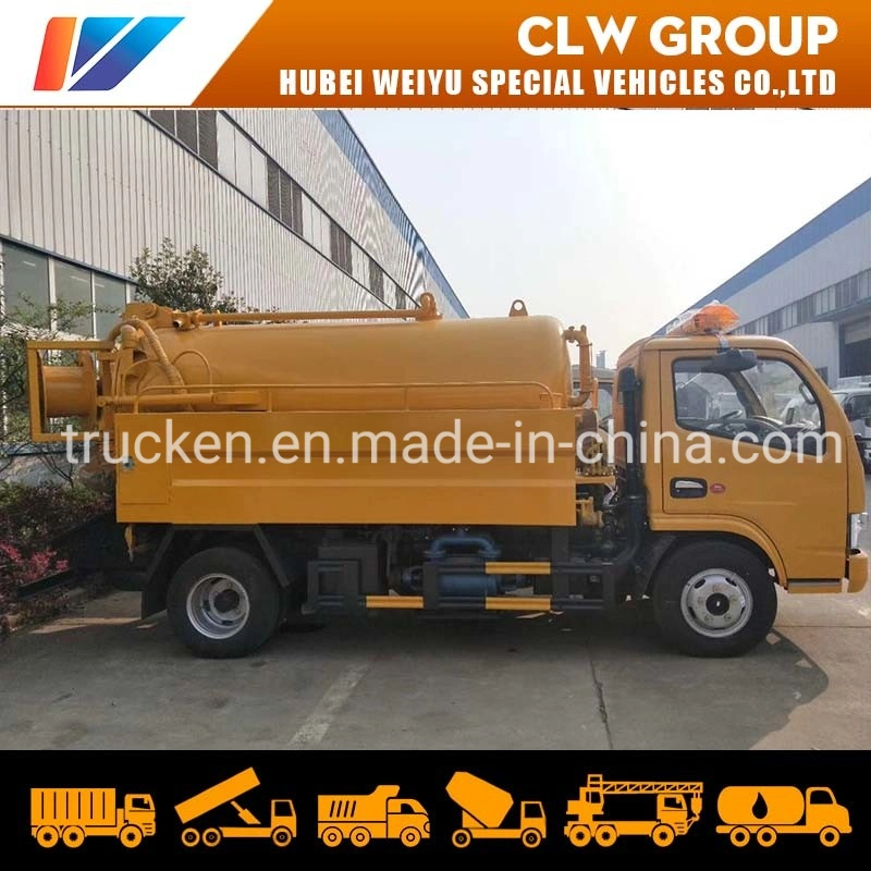 Dongfeng 4000liters High Pressure Cleaning Truck Sewage Suction Truck Vacuum Pump Sewer Dredging Truck