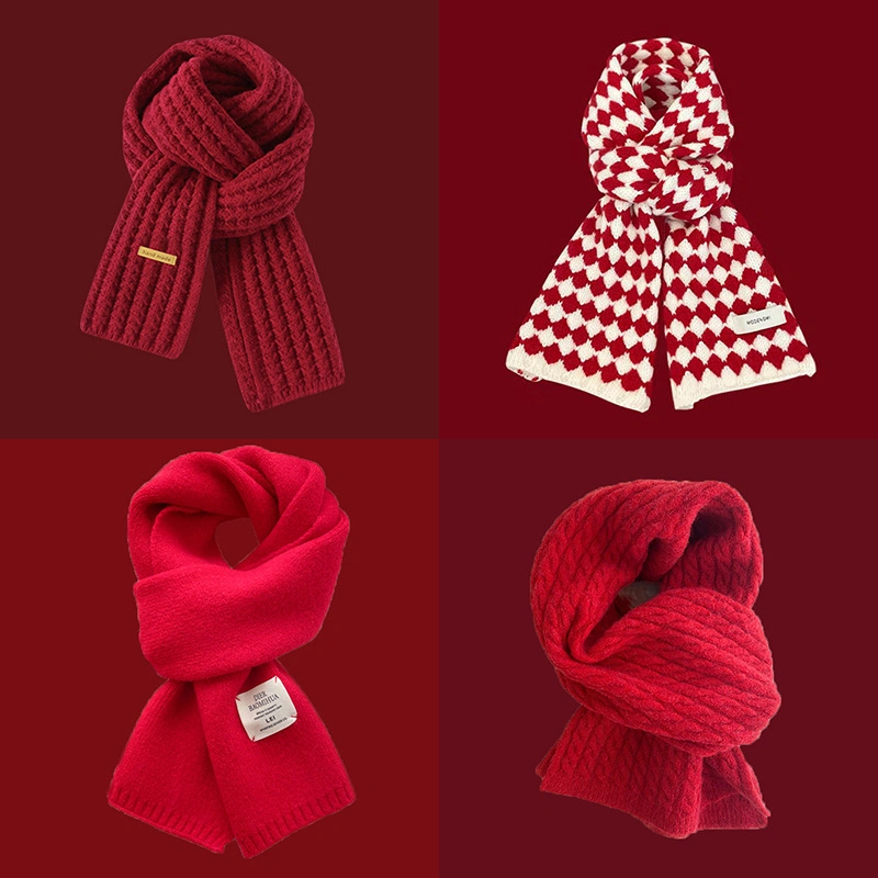 Hot Sale Wholesale Custom Knitted Fashion Lady Winter Knitting Cashmere Solid Color Scarf